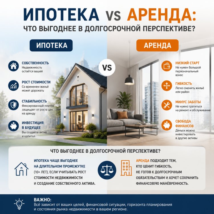 Ипотека vs аренда: что выгоднее в долгосрочной перспективе? Разбираем мифы и реальные плюсы