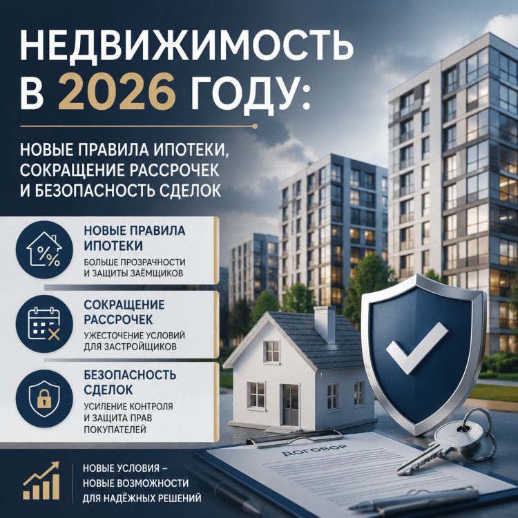 «Недвижимость в 2026 году: новые правила ипотеки, сокращение рассрочек и безопасность сделок»